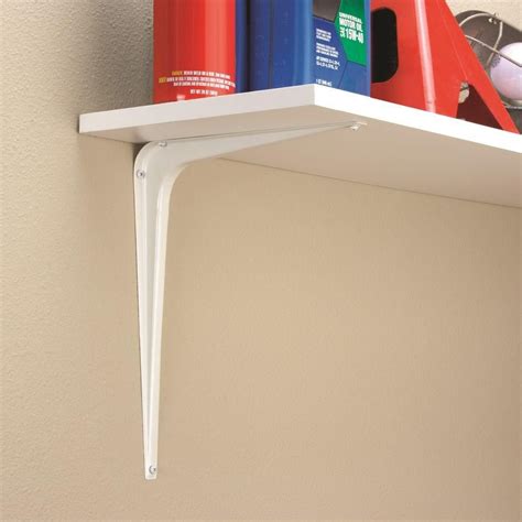 shelf brackets white metal 14 x 12|12 inch shelving support bracket.